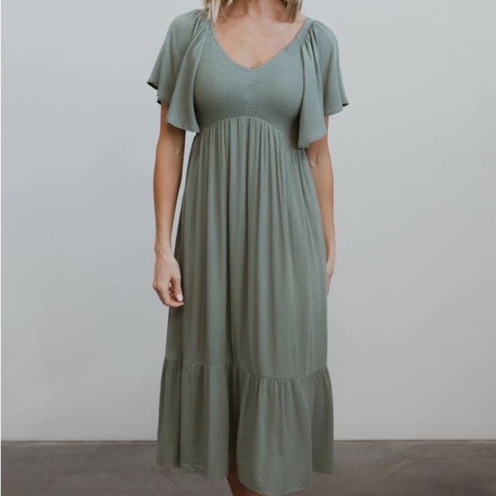 Baltic Born Sage Felicity Smocked Midi Dress
